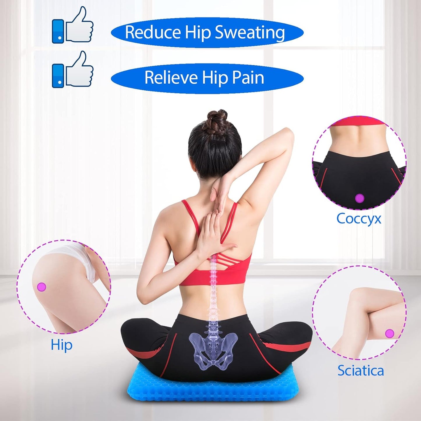 Gel Seat Cushion, Breathable Gel Cushion Chair Pads with Non-Slip Cover