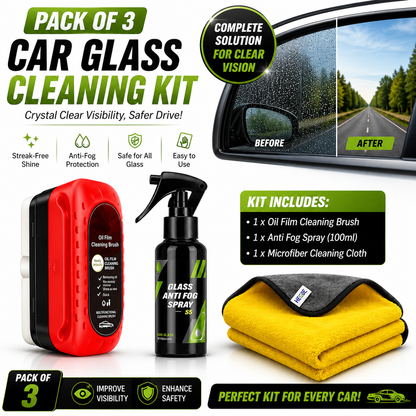Pack of 3 Car Glass Cleaning Kit