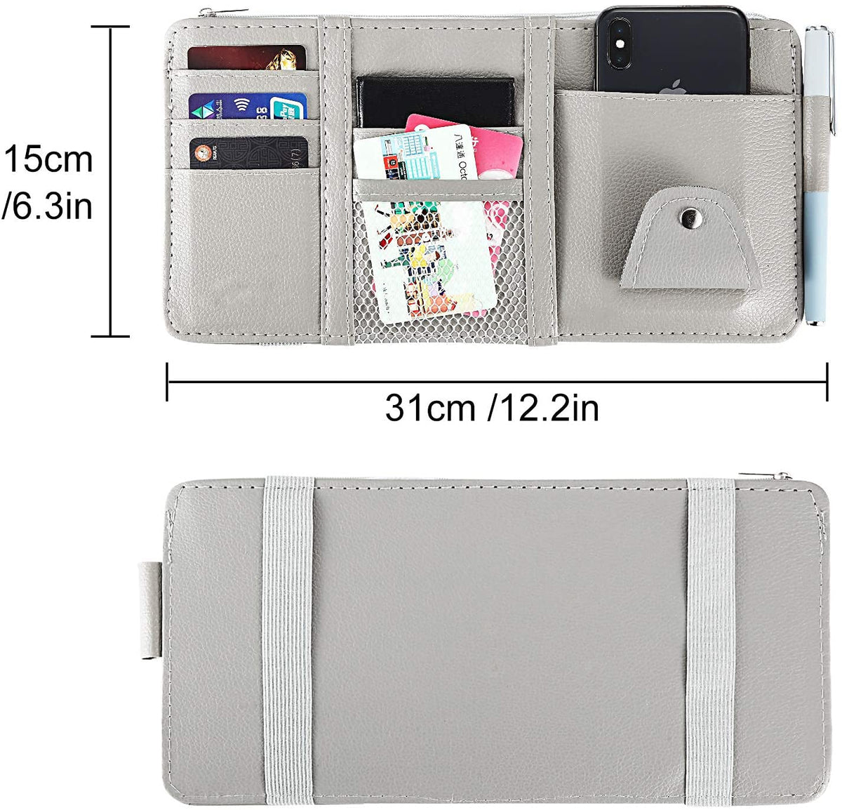 Car Sun Visor Organizer – Multi-Pocket PU Leather Storage Pouch