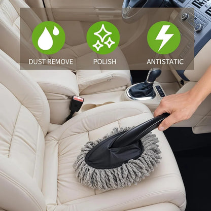8-Piece Car Cleaning Kit – Duster, Cleaning Brushes, Cloth, Polish & Glass Tablets