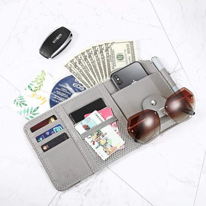 Car Sun Visor Organizer – Multi-Pocket PU Leather Storage Pouch