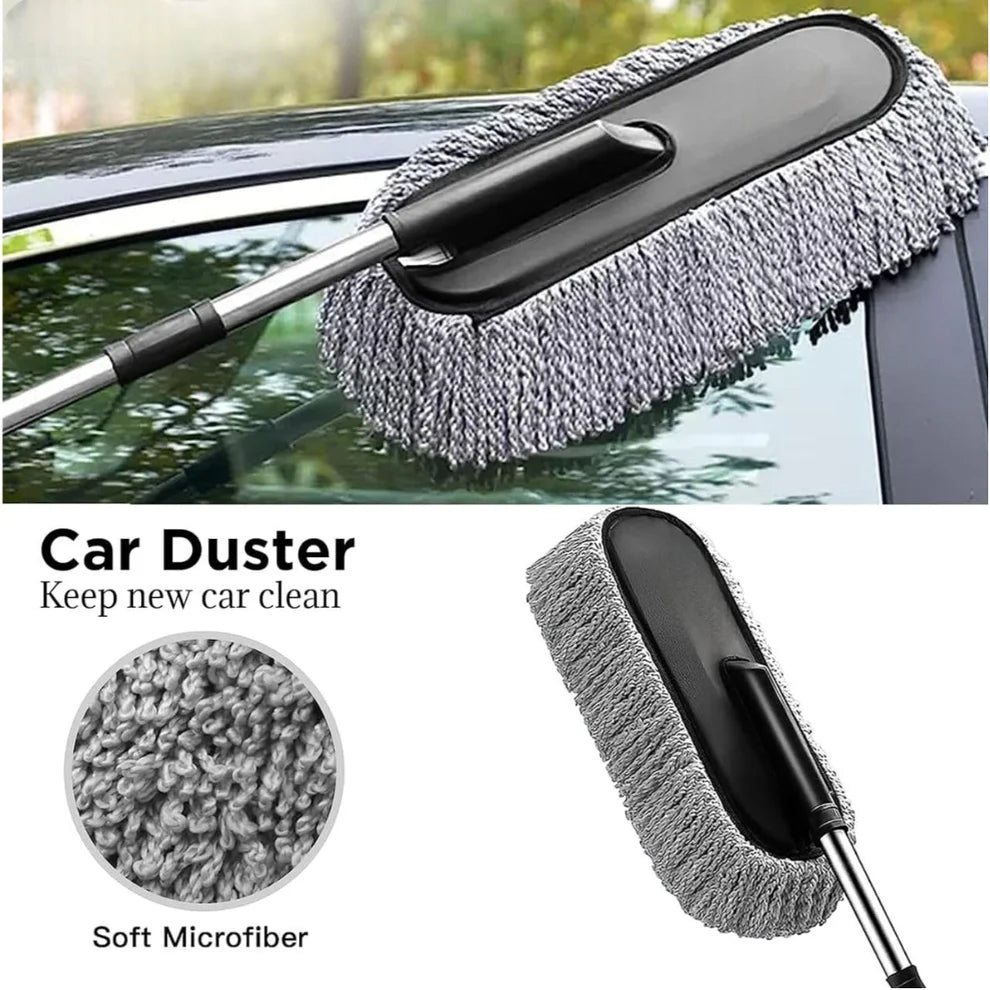 8-Piece Car Cleaning Kit – Duster, Cleaning Brushes, Cloth, Polish & Glass Tablets